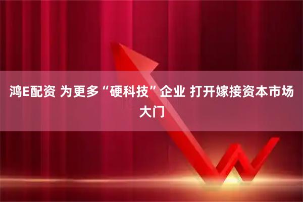 鸿E配资 为更多“硬科技”企业 打开嫁接资本市场大门